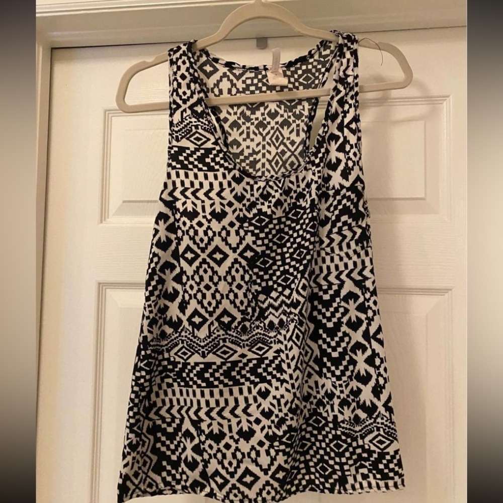 Black and white Aztec racerback blouse
